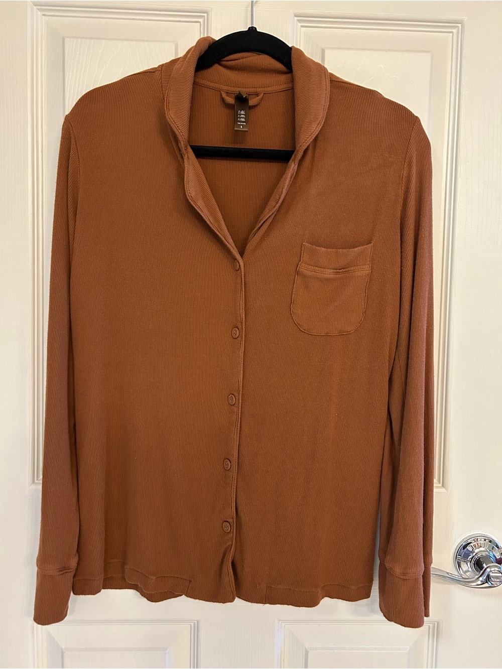 Skims intimate Long-Sleeve sleepwear Shirt Rust Brown size S (Bin 096)